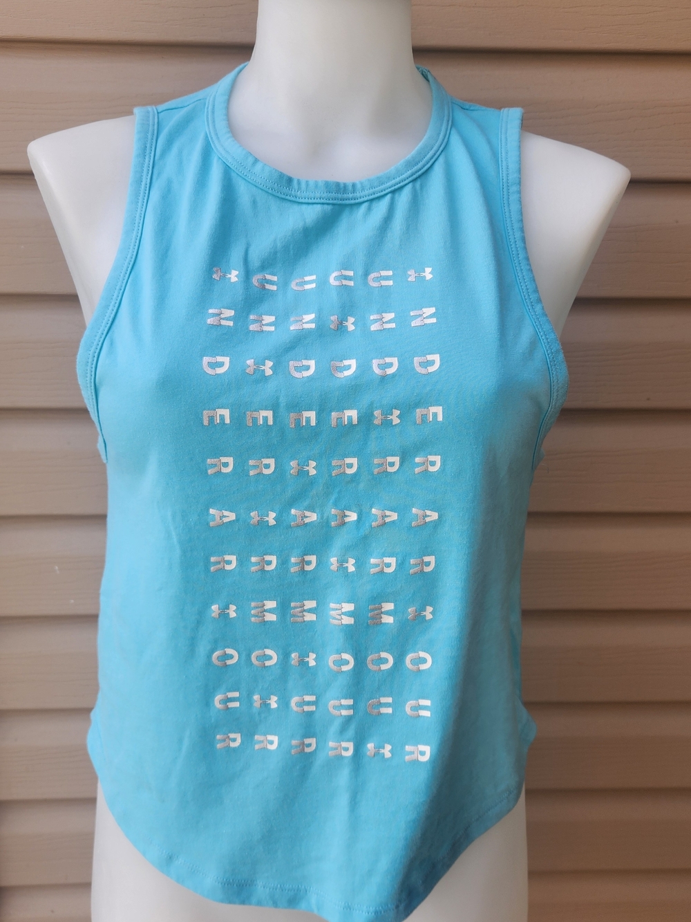 Under Armour Light Aqua Graphic Logo Heatgear Girls XL Youth